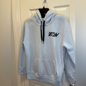 Hollister Light Blue Pullover Hoodie XS | Logo Front & Back